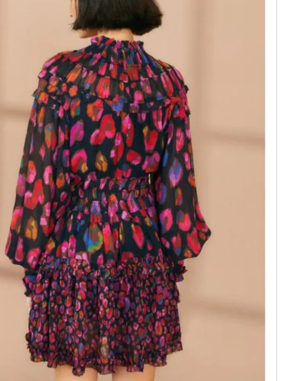 FARM RIO - Leopards Mini Ruffle Dress - Multi - XL - Picture 4 of 9